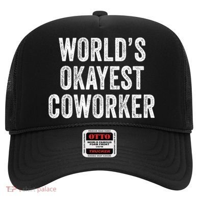 Worlds Okayest Coworker Employee Funny Worker Distressed Cool Gift Hat