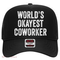 Worlds Okayest Coworker Employee Funny Worker Distressed Cool Gift Hat thumb 0