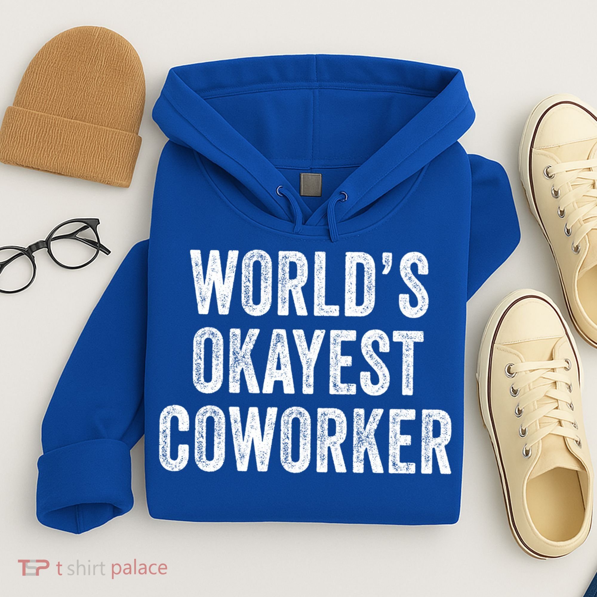 Worlds Okayest Coworker Employee Funny Worker Distressed Cool Gift Hoodie