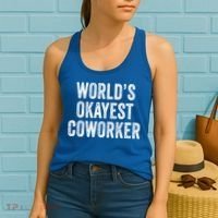 Worlds Okayest Coworker Employee Funny Worker Distressed Cool Gift Women's Tank Top thumb 2