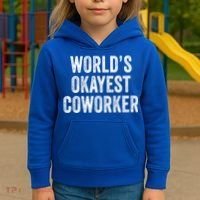 Worlds Okayest Coworker Employee Funny Worker Distressed Cool Gift Kids Hoodie thumb 3
