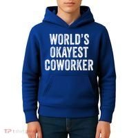 Worlds Okayest Coworker Employee Funny Worker Distressed Cool Gift Kids Hoodie thumb 4