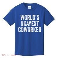 Worlds Okayest Coworker Employee Funny Worker Distressed Cool Gift Kids T-Shirt thumb 0