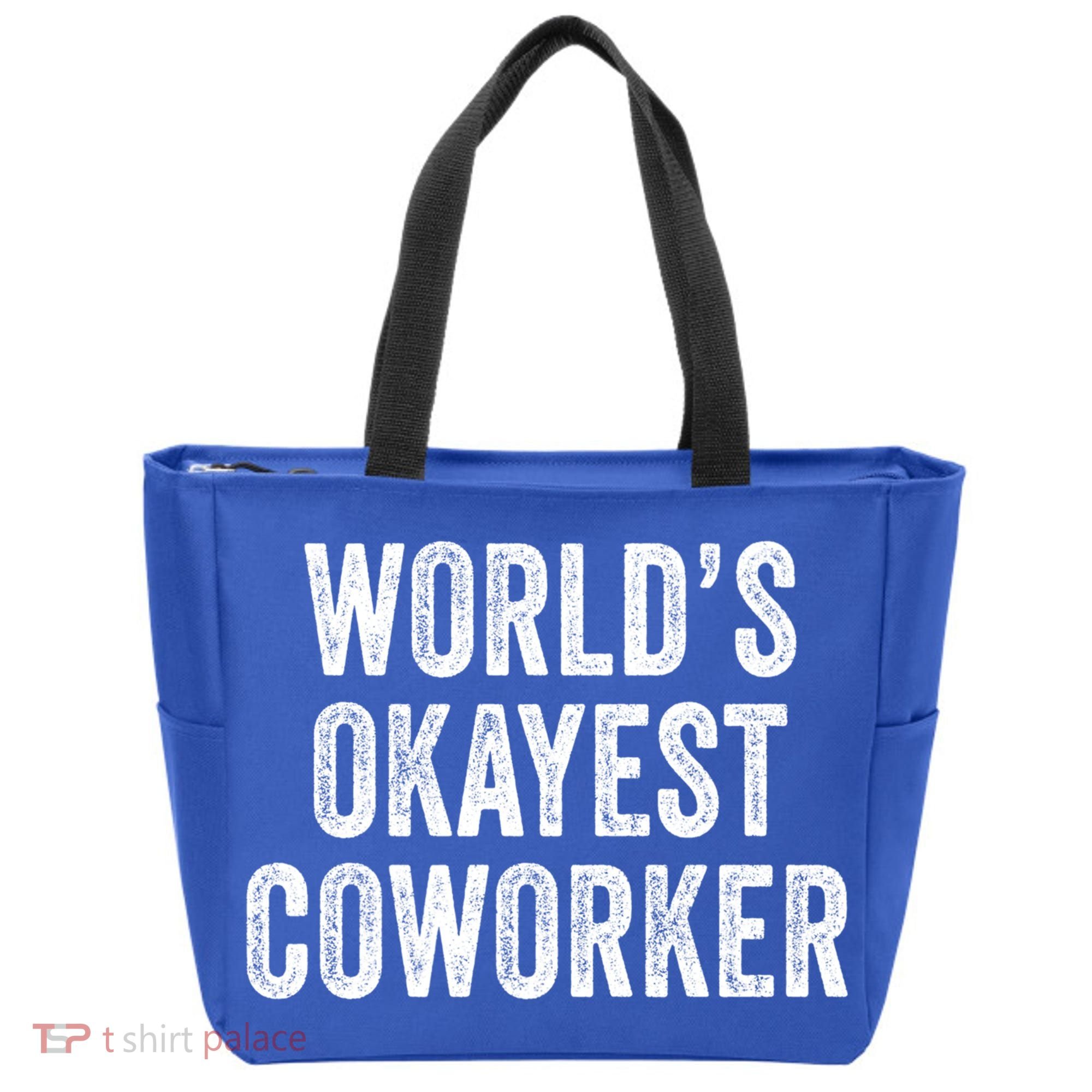 Worlds Okayest Coworker Employee Funny Worker Distressed Cool Gift Tote Bag