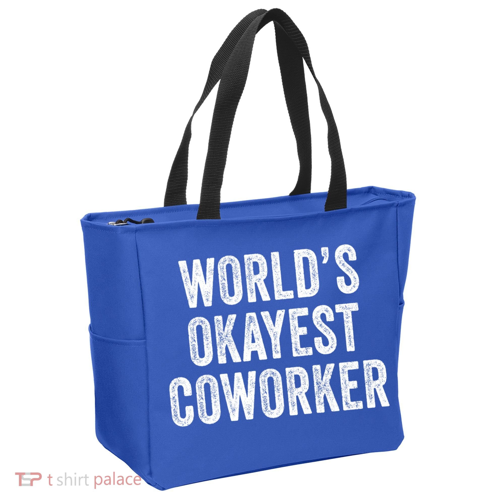 Worlds Okayest Coworker Employee Funny Worker Distressed Cool Gift Tote Bag