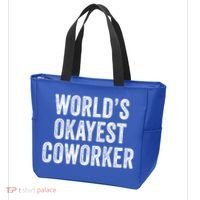 Worlds Okayest Coworker Employee Funny Worker Distressed Cool Gift Tote Bag thumb 3