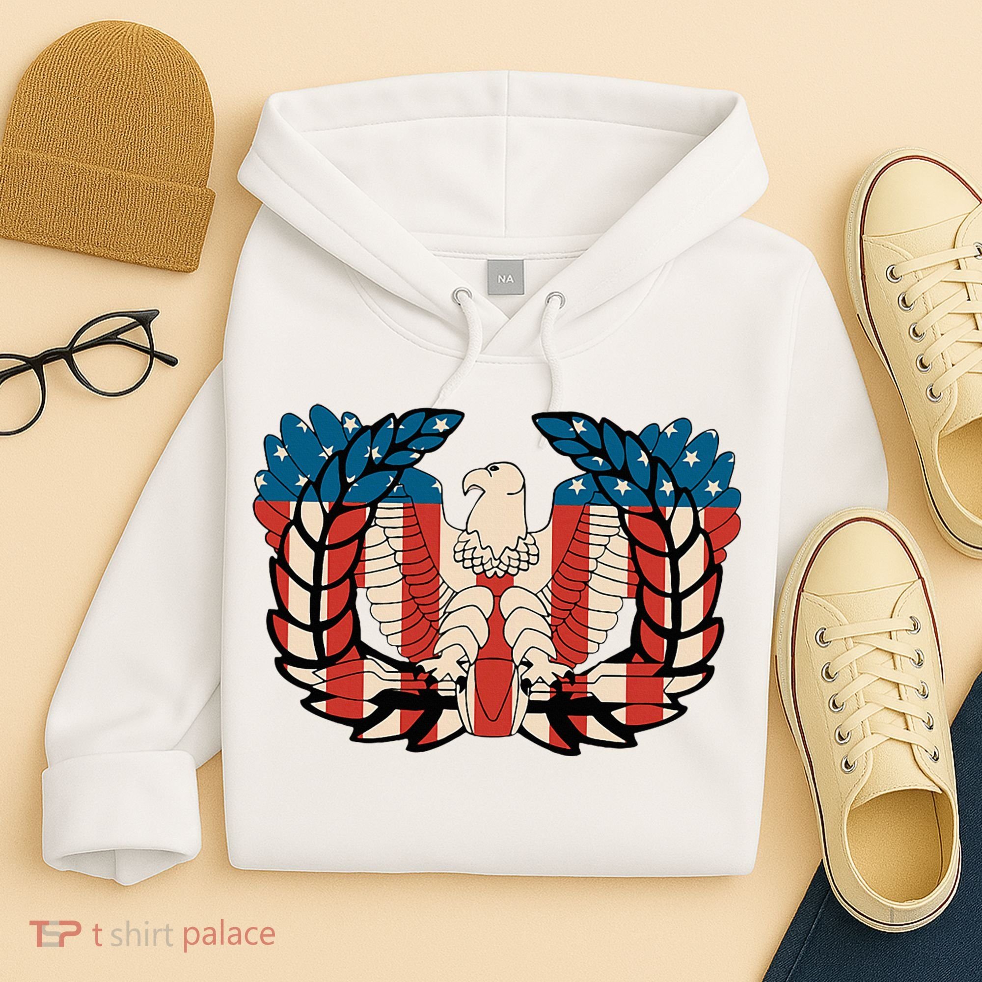Warrant Officer Corps Eagle Rising Retro Flag Hoodie