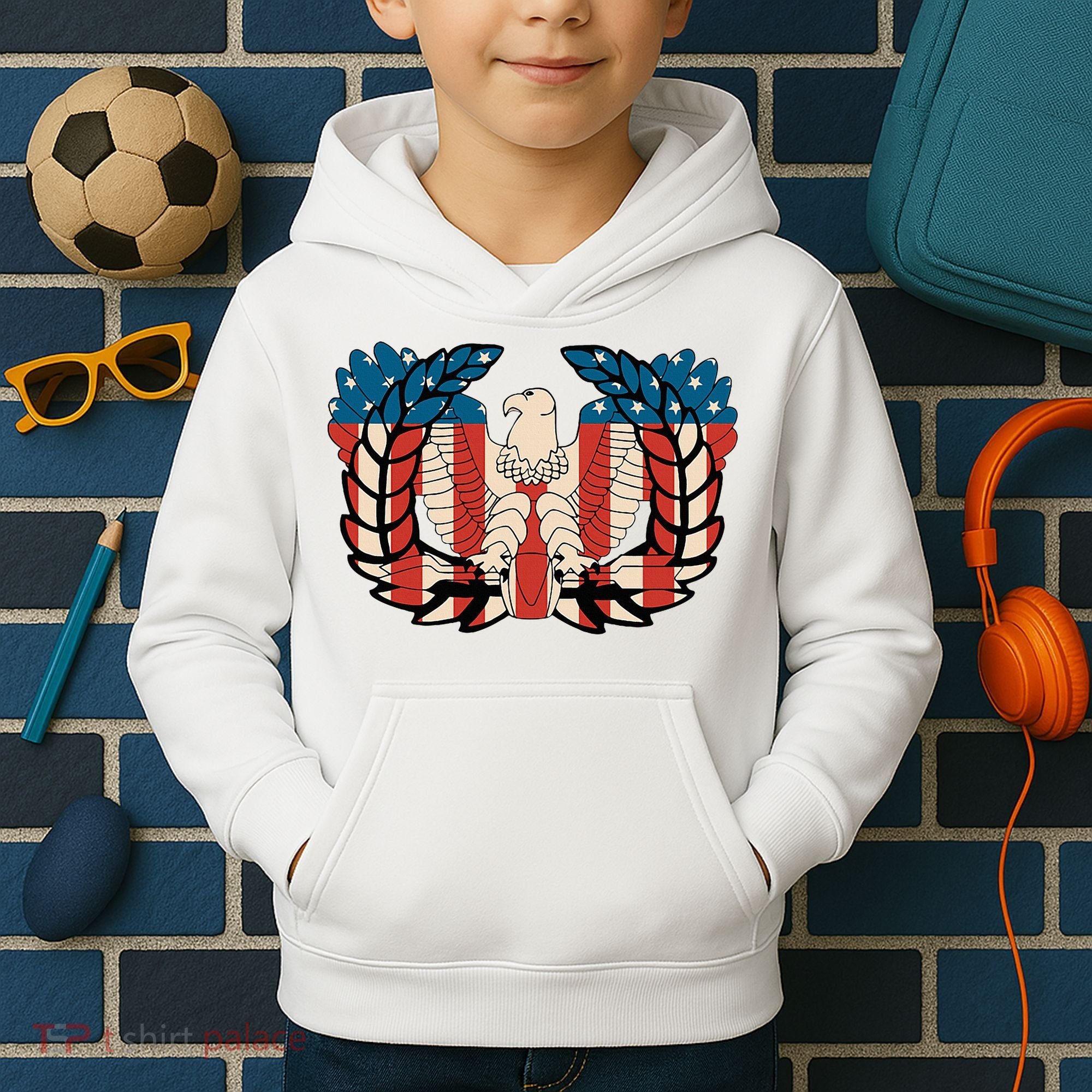 Warrant Officer Corps Eagle Rising Retro Flag Kids Hoodie