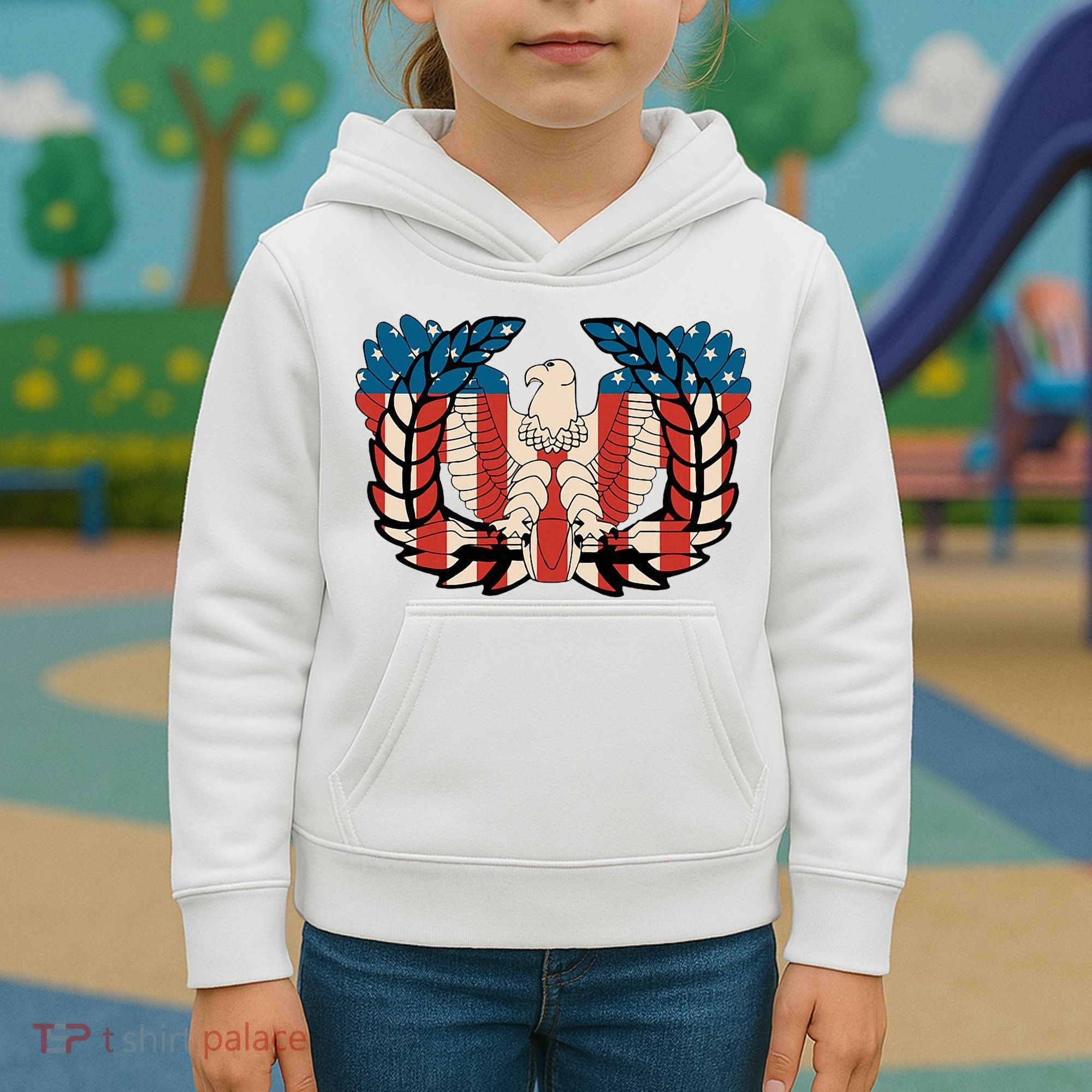 Warrant Officer Corps Eagle Rising Retro Flag Kids Hoodie