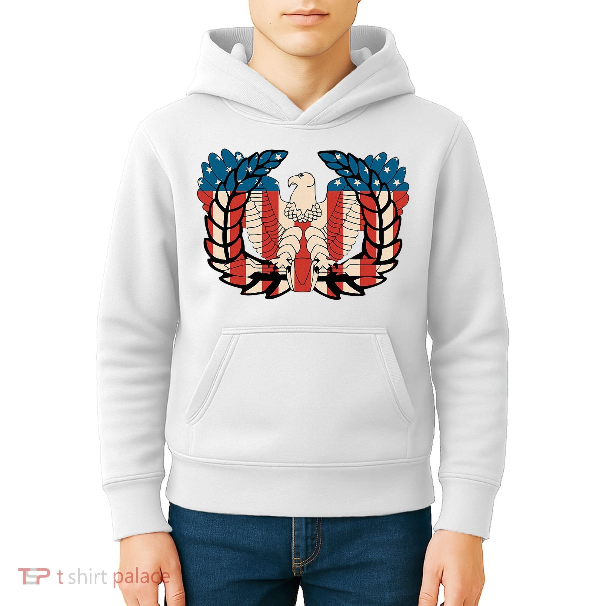 Warrant Officer Corps Eagle Rising Retro Flag Kids Hoodie