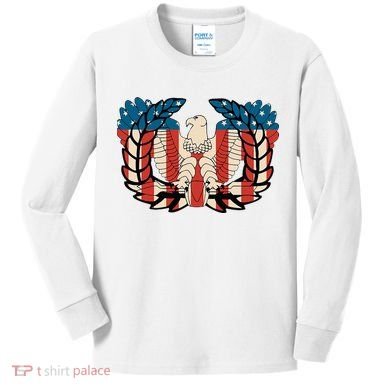 Warrant Officer Corps Eagle Rising Retro Flag Kids Long Sleeve Shirt