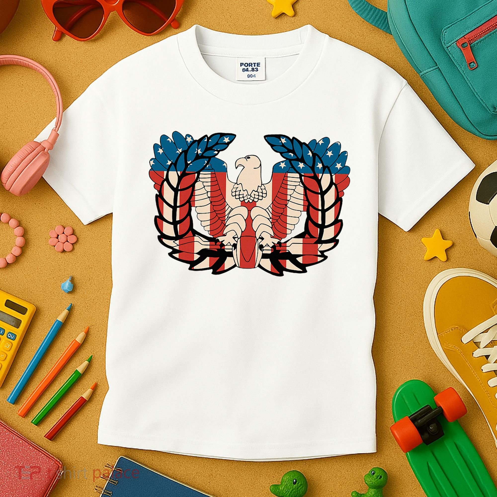Warrant Officer Corps Eagle Rising Retro Flag Kids T-Shirt