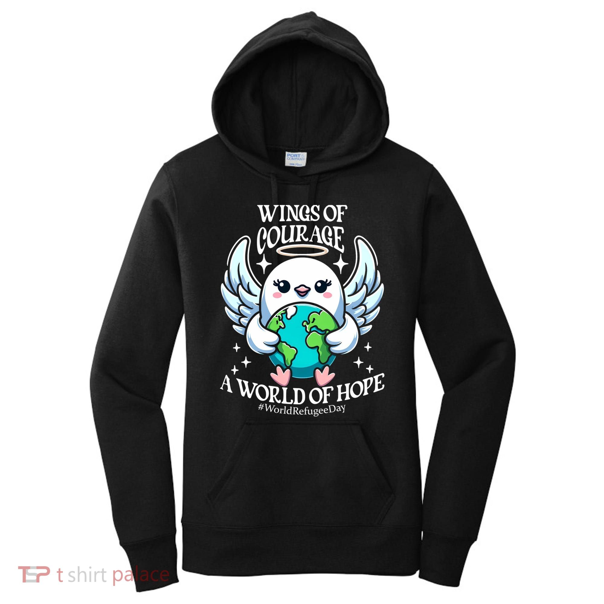 Wings Of Courage World Of Hope World Refugee Day Dove Earth Gift Women's Hoodie