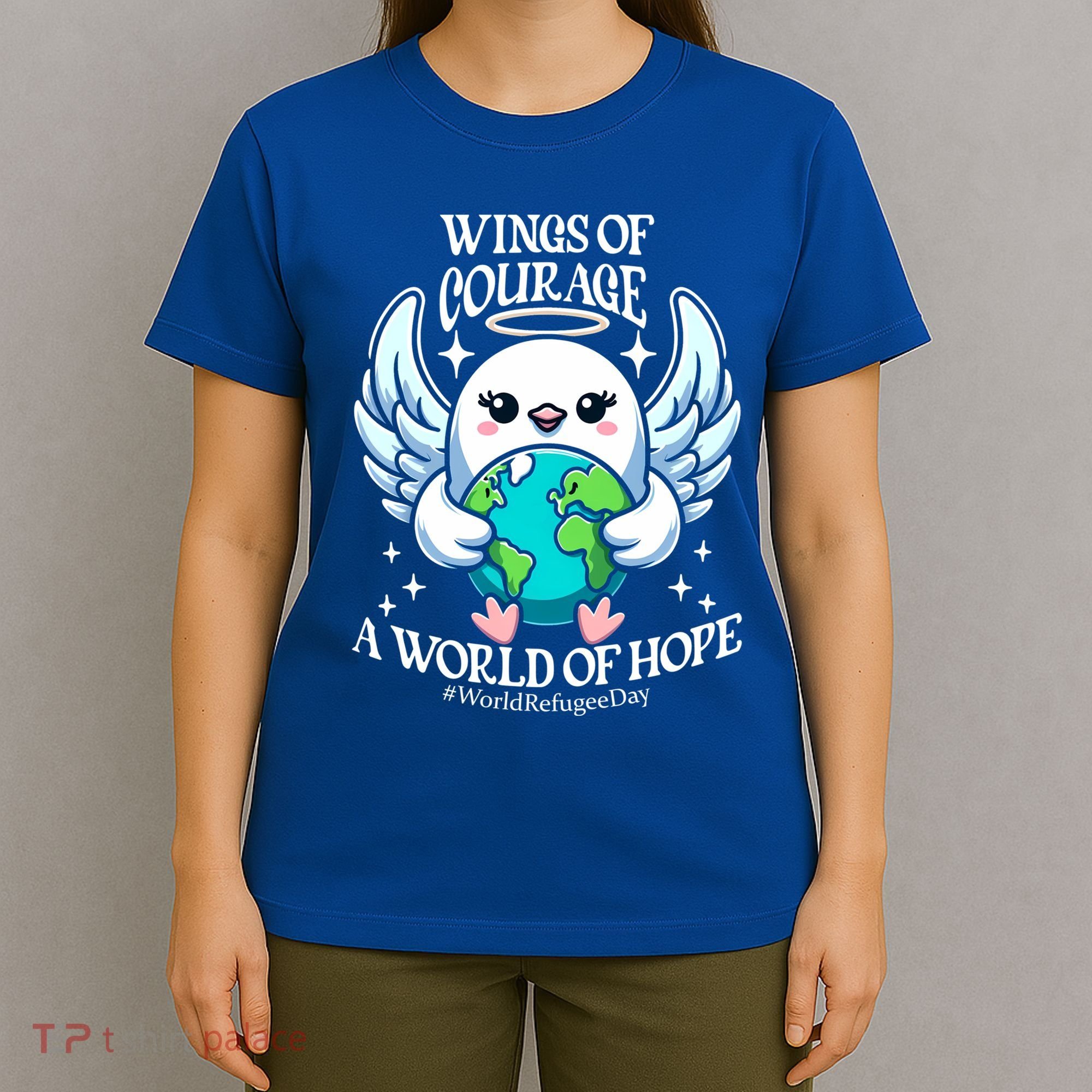Wings Of Courage World Of Hope World Refugee Day Dove Earth Gift T-Shirt
