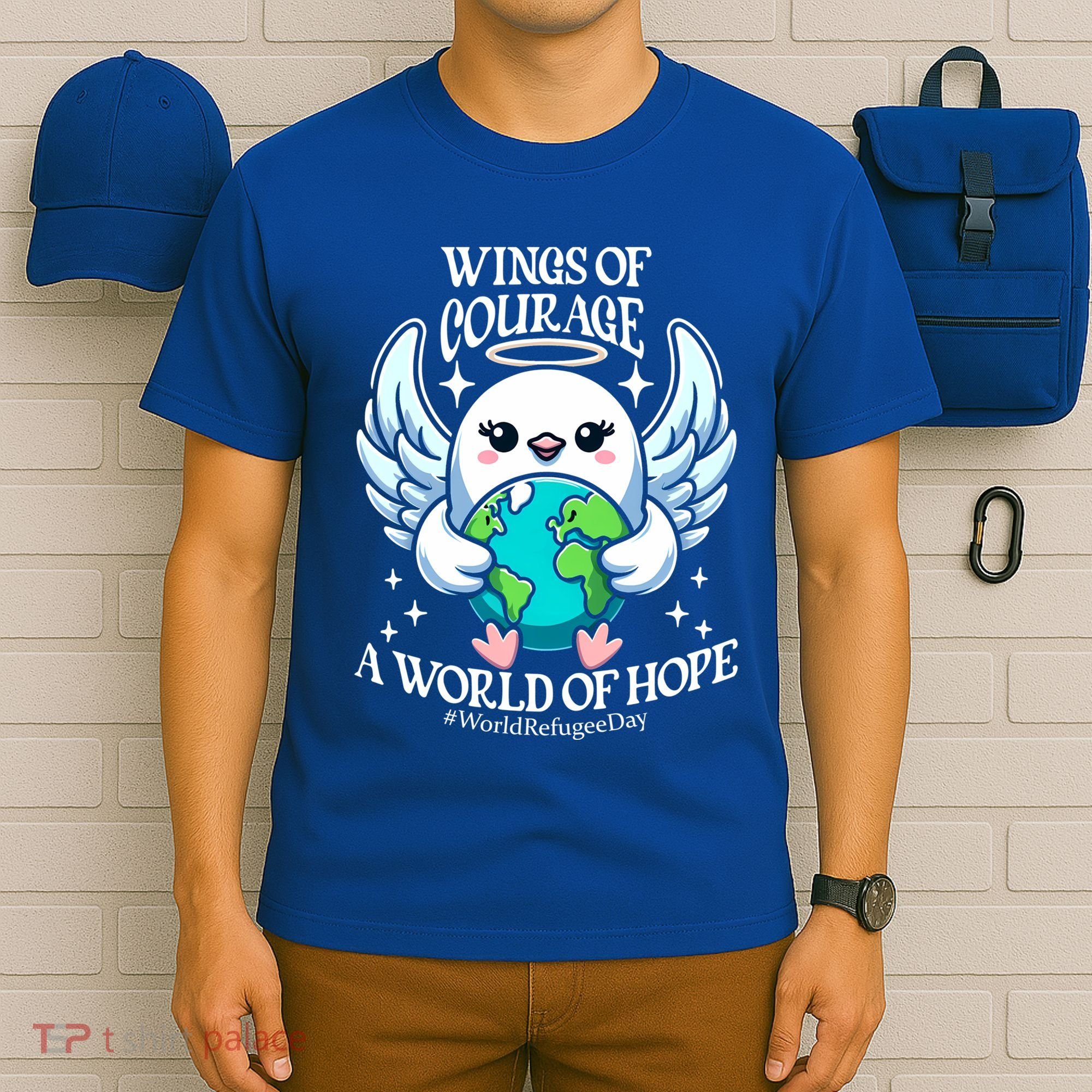 Wings Of Courage World Of Hope World Refugee Day Dove Earth Gift T-Shirt