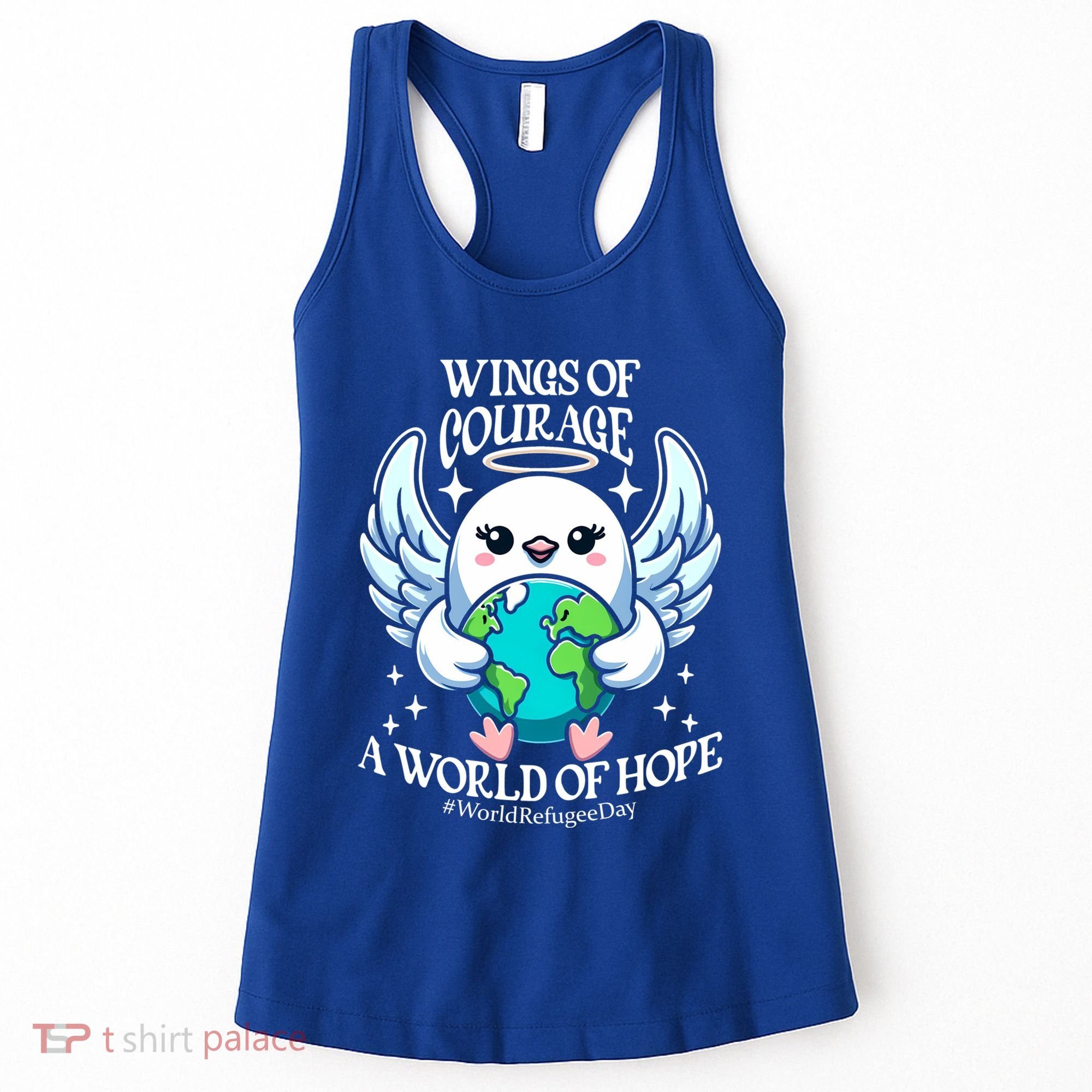 Wings Of Courage World Of Hope World Refugee Day Dove Earth Gift Women's Tank Top