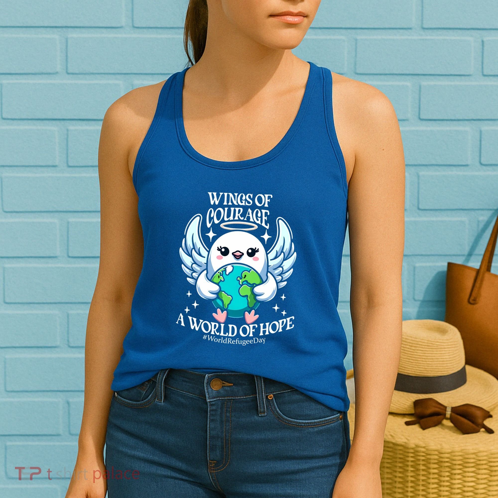 Wings Of Courage World Of Hope World Refugee Day Dove Earth Gift Women's Tank Top