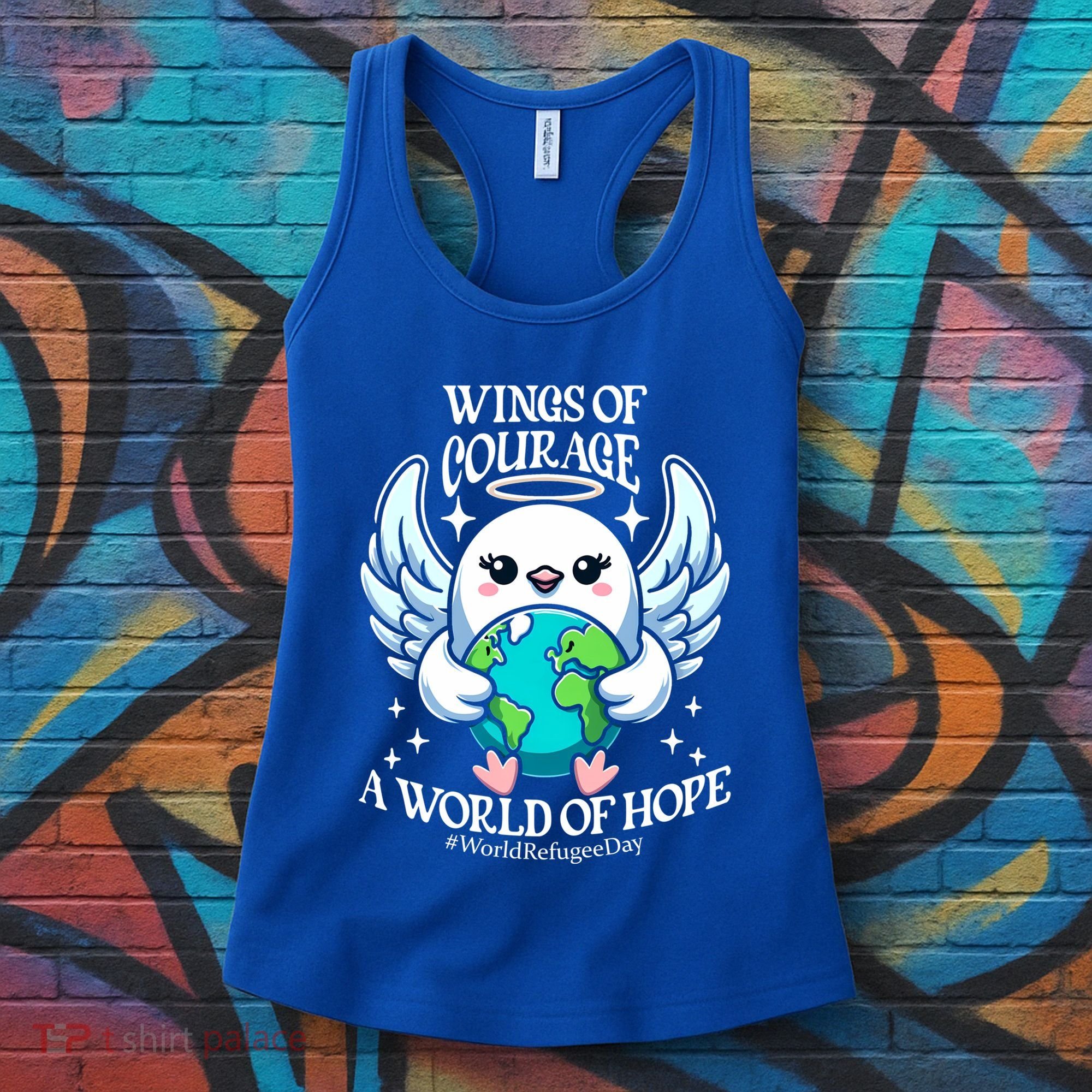 Wings Of Courage World Of Hope World Refugee Day Dove Earth Gift Women's Tank Top