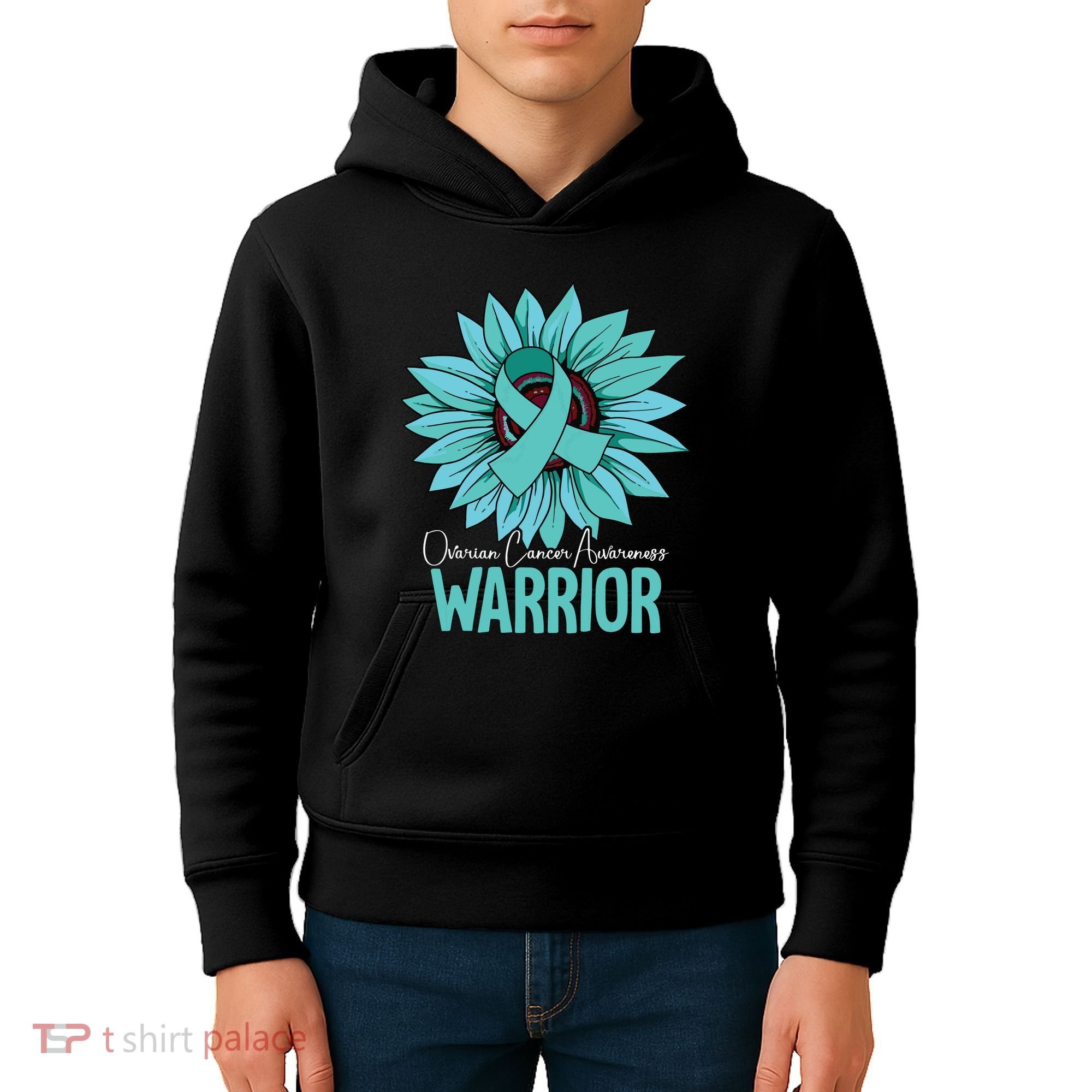 Warrior Ovarian Cancer Awareness Kids Hoodie