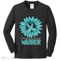 Warrior Ovarian Cancer Awareness Kids Long Sleeve Shirt thumb 0