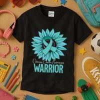 Warrior Ovarian Cancer Awareness Kids T-Shirt thumb 3