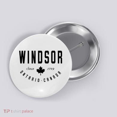 Windsor Ontario Canada Maple Leaf Canadian Gift Button