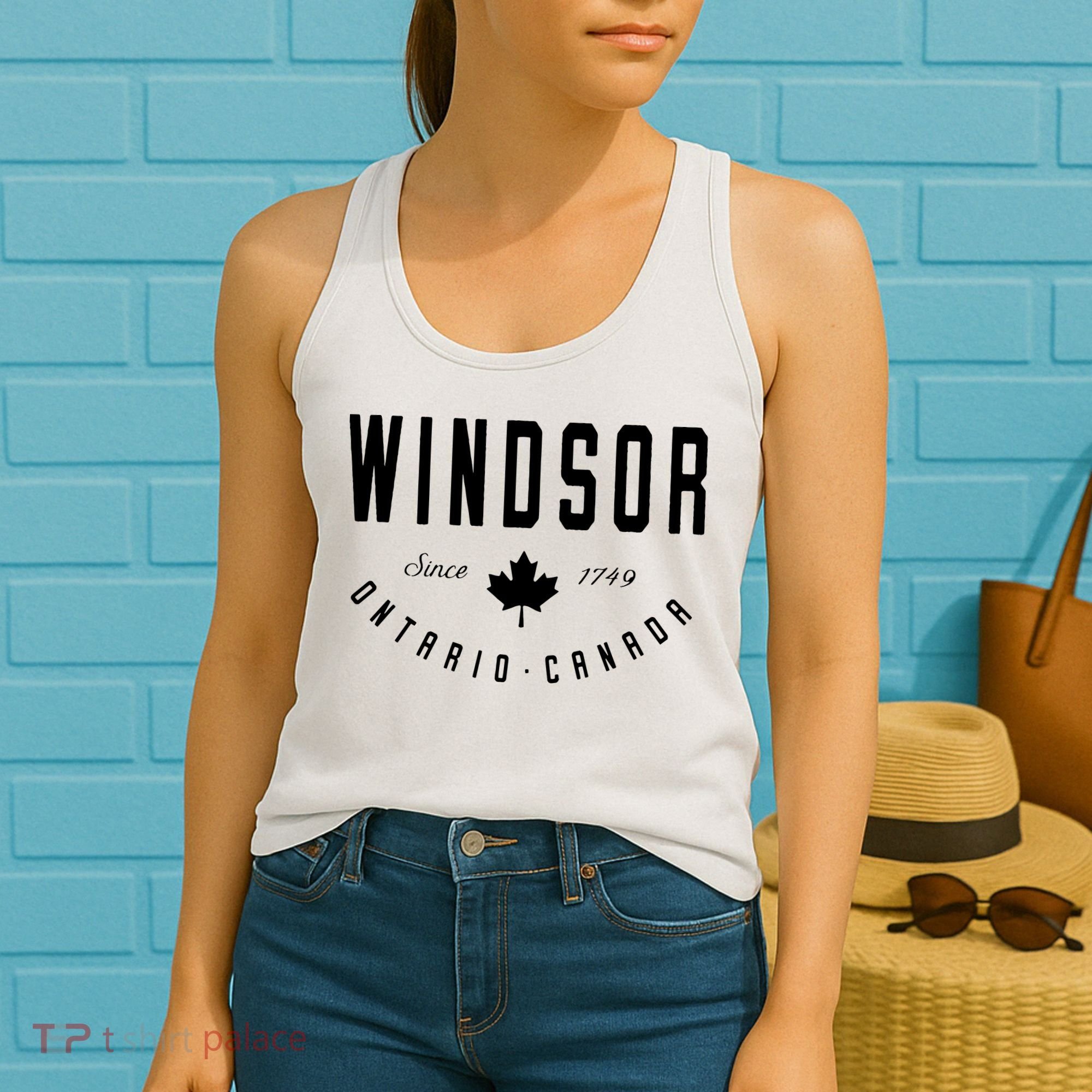 Windsor Ontario Canada Maple Leaf Canadian Gift Women's Tank Top