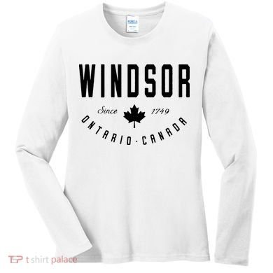 Windsor Ontario Canada Maple Leaf Canadian Gift Women's Long Sleeve Shirt