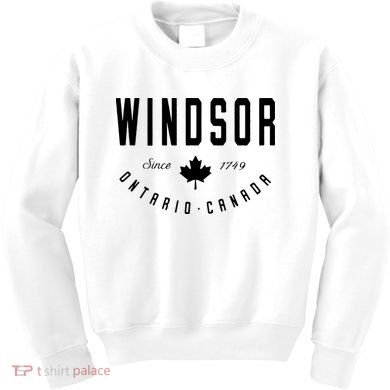 Windsor Ontario Canada Maple Leaf Canadian Gift Kids Sweatshirt