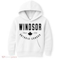 Windsor Ontario Canada Maple Leaf Canadian Gift Kids Hoodie thumb 0