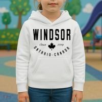 Windsor Ontario Canada Maple Leaf Canadian Gift Kids Hoodie thumb 3