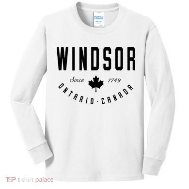 Windsor Ontario Canada Maple Leaf Canadian Gift Kids Long Sleeve Shirt