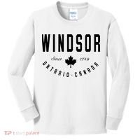 Windsor Ontario Canada Maple Leaf Canadian Gift Kids Long Sleeve Shirt thumb 0