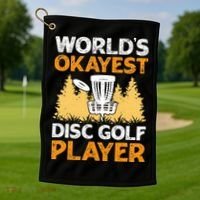 World's Okayest Disc Golf Player Golf Towel thumb 1