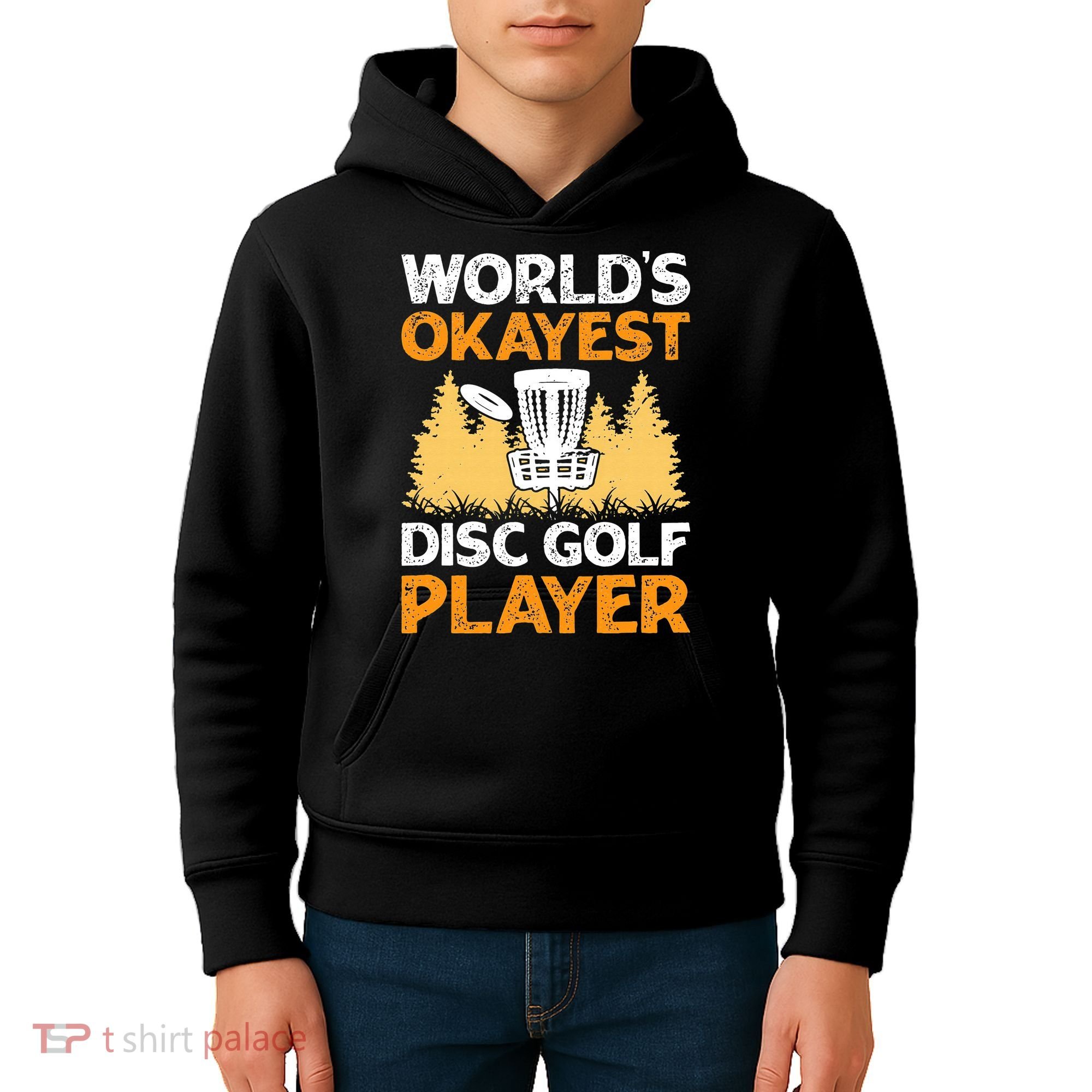 World's Okayest Disc Golf Player Kids Hoodie