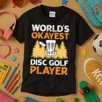 World's Okayest Disc Golf Player Kids T-Shirt thumb 3