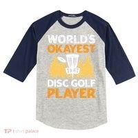 World's Okayest Disc Golf Player Kids Colorblock Raglan Jersey thumb 0