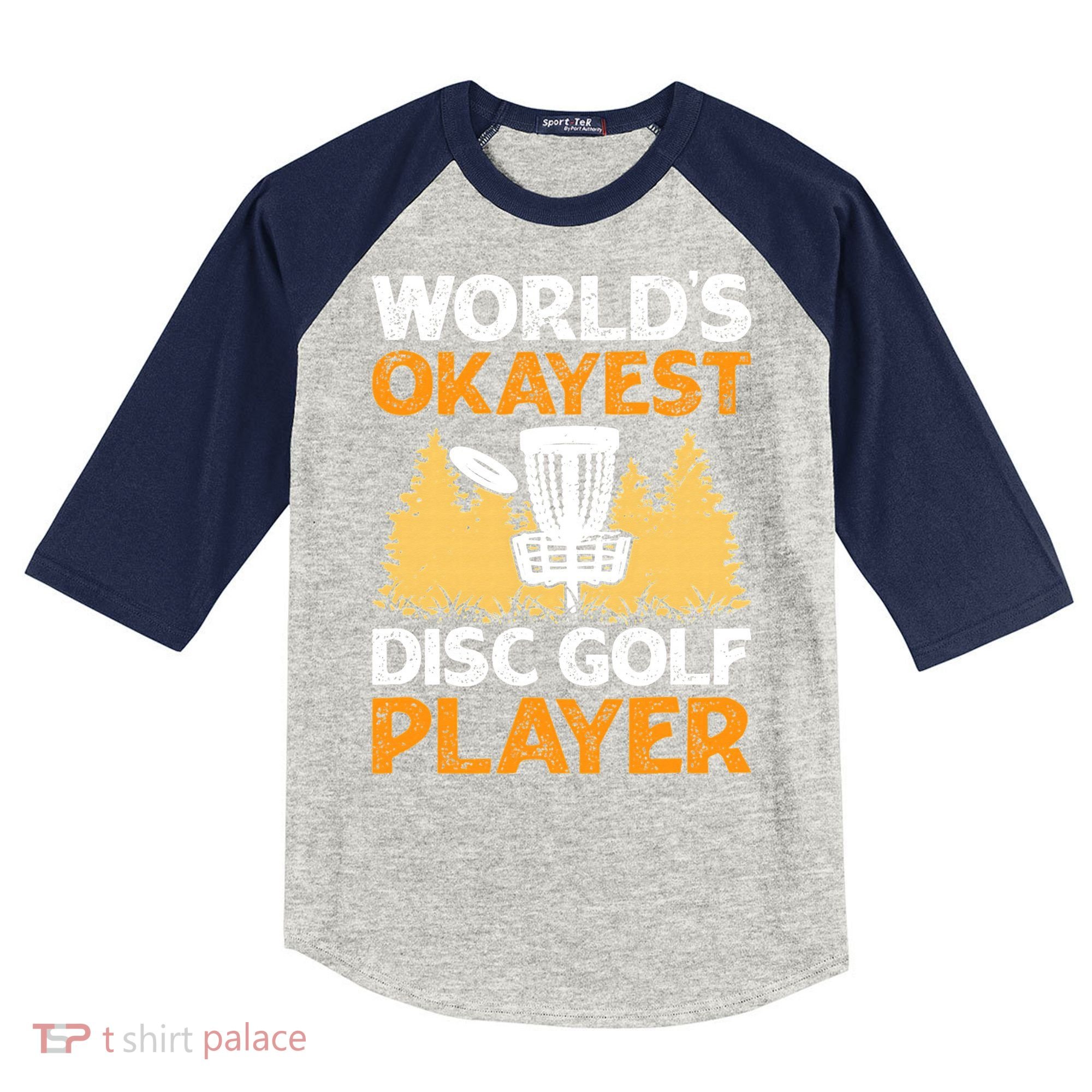 World's Okayest Disc Golf Player Kids Colorblock Raglan Jersey