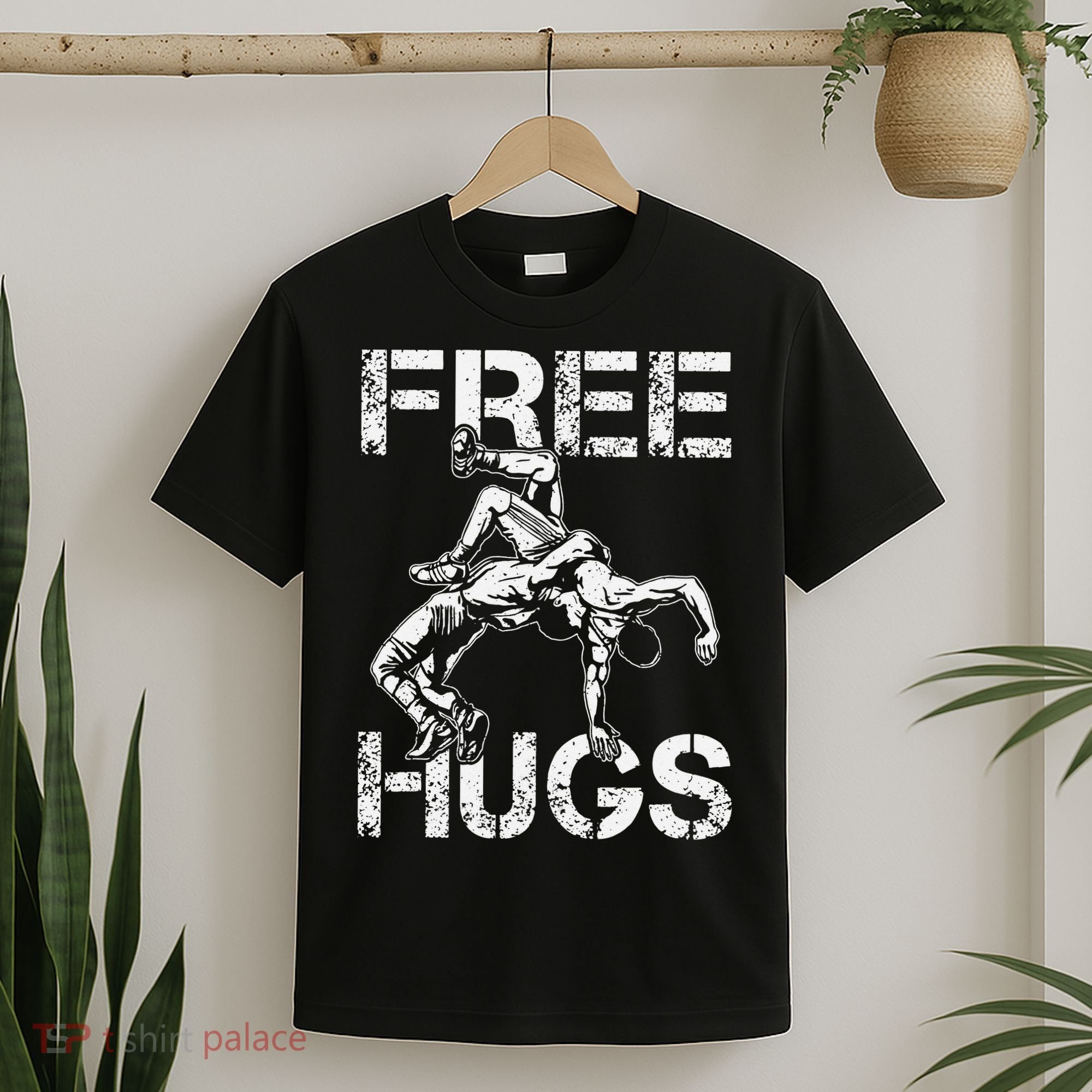 Wrestling Outfit  Distressed Free Hug Wrestling Wrestler  T-Shirt