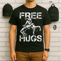 Wrestling Outfit  Distressed Free Hug Wrestling Wrestler  T-Shirt thumb 6