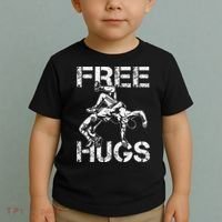 Wrestling Outfit  Distressed Free Hug Wrestling Wrestler  Toddler T-Shirt thumb 2
