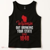 Wisconsin Out Drinking Your State Since 1848 Tank Top thumb 2