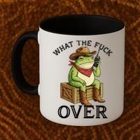 WTF Over Frog Funny Sarcastic Meme Walkie Talkie Coffee Mug thumb 2