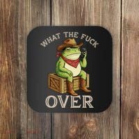 WTF Over Frog Funny Sarcastic Meme Walkie Talkie Coaster thumb 0