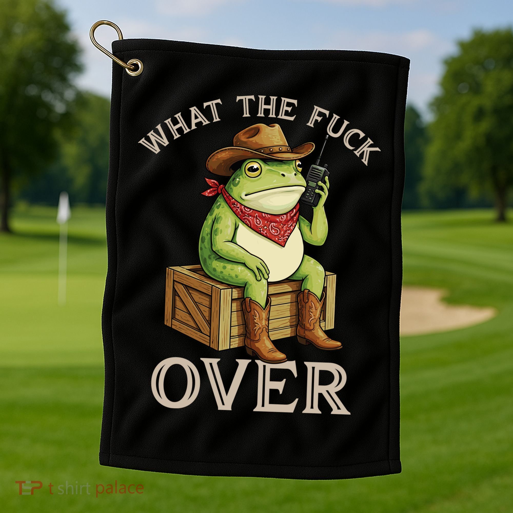 WTF Over Frog Funny Sarcastic Meme Walkie Talkie Golf Towel