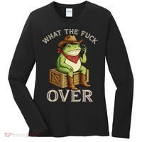WTF Over Frog Funny Sarcastic Meme Walkie Talkie Women's Long Sleeve Shirt thumb 0