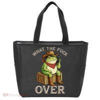 WTF Over Frog Funny Sarcastic Meme Walkie Talkie Tote Bag thumb 0