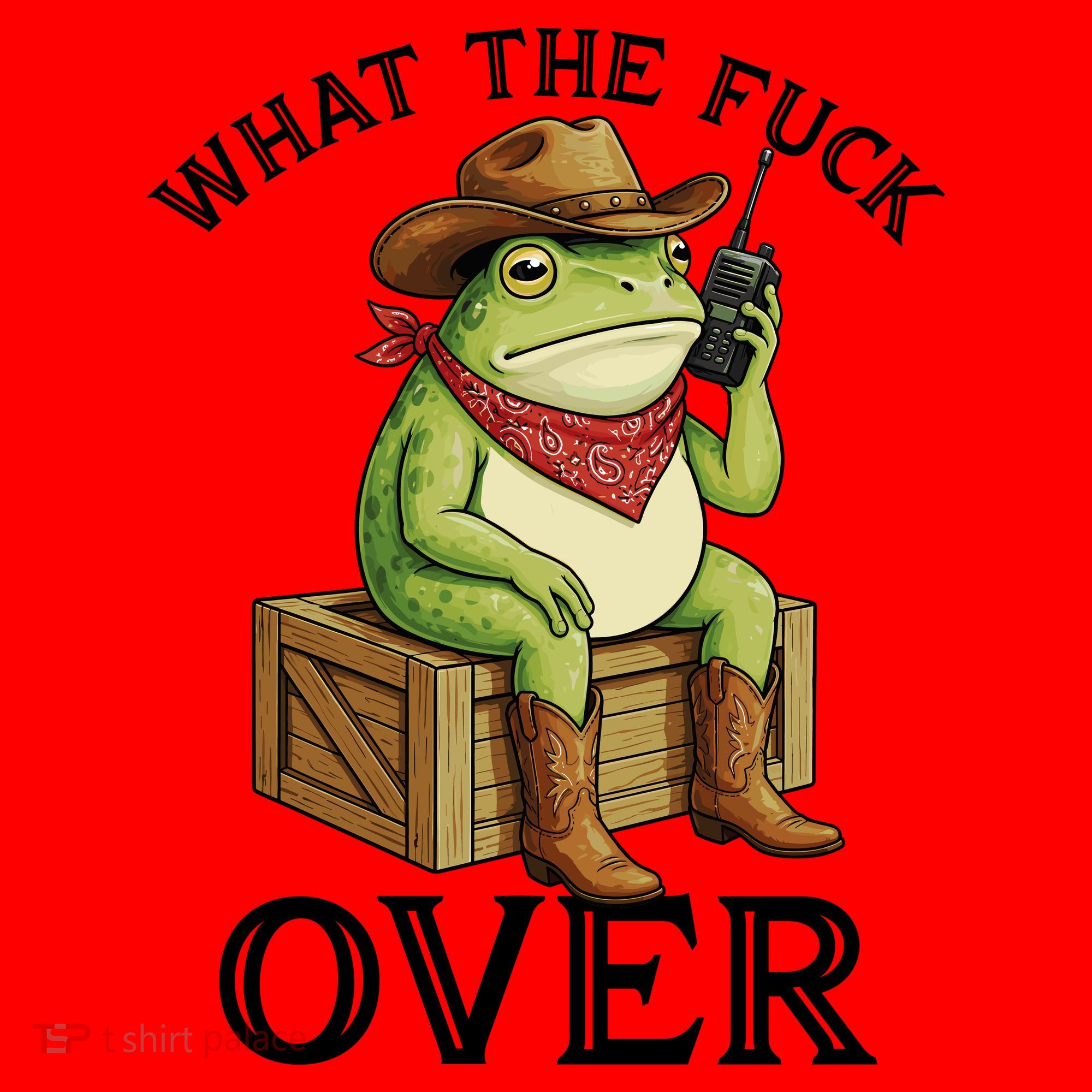 WTF Over Frog Funny Sarcastic Meme Walkie Talkie Santa Hat