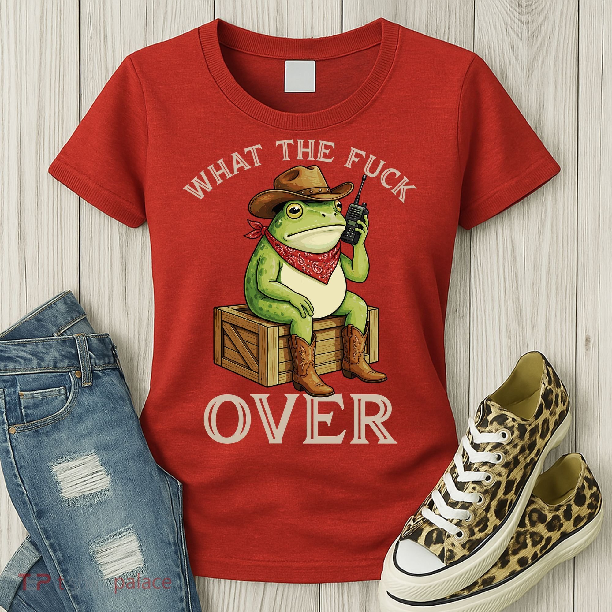 WTF Over Frog Funny Sarcastic Meme Walkie Talkie Women's T-Shirt
