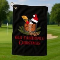 Whiskey Old Fashioned Christmas Funny Bourbon Cocktail Meaningful Gift Golf Towel thumb 1